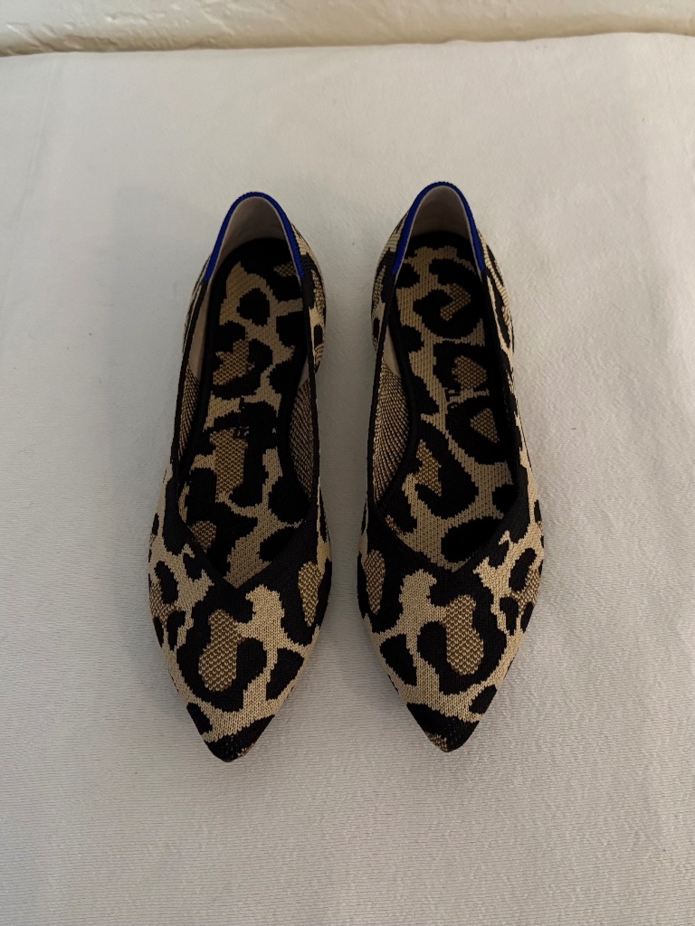 Rothy’s The Point Leopard Print Knit Flats Size 7.5 Black Tan